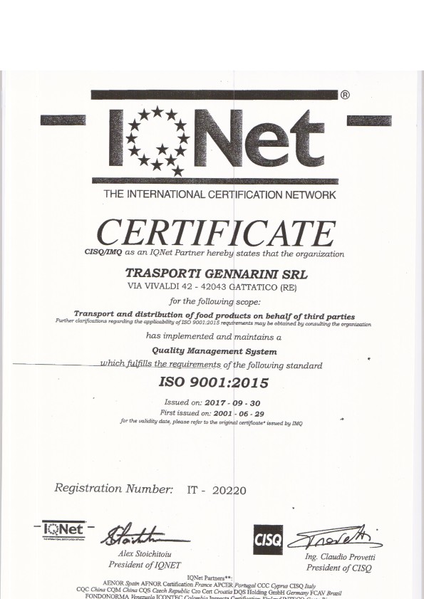 certificato ISO 9001-2015